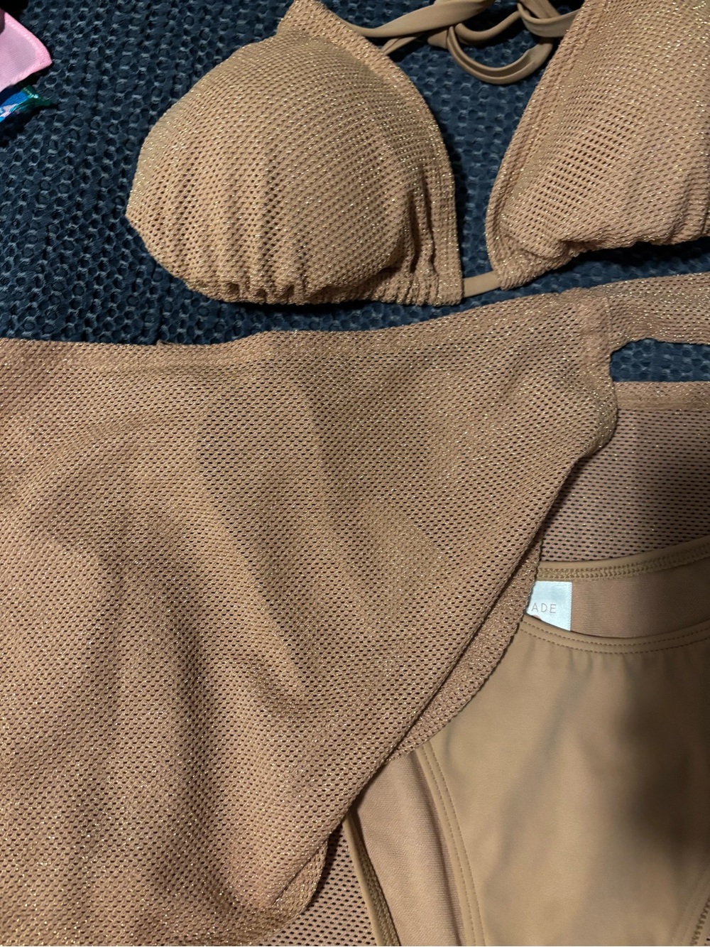 Shade & Shore Tan Mesh Bikini Set